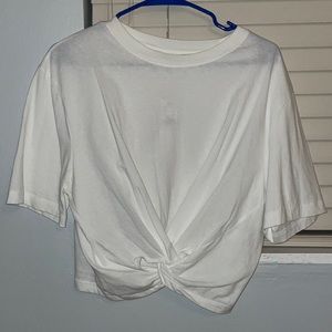 Topshop White Knot Crop Tee